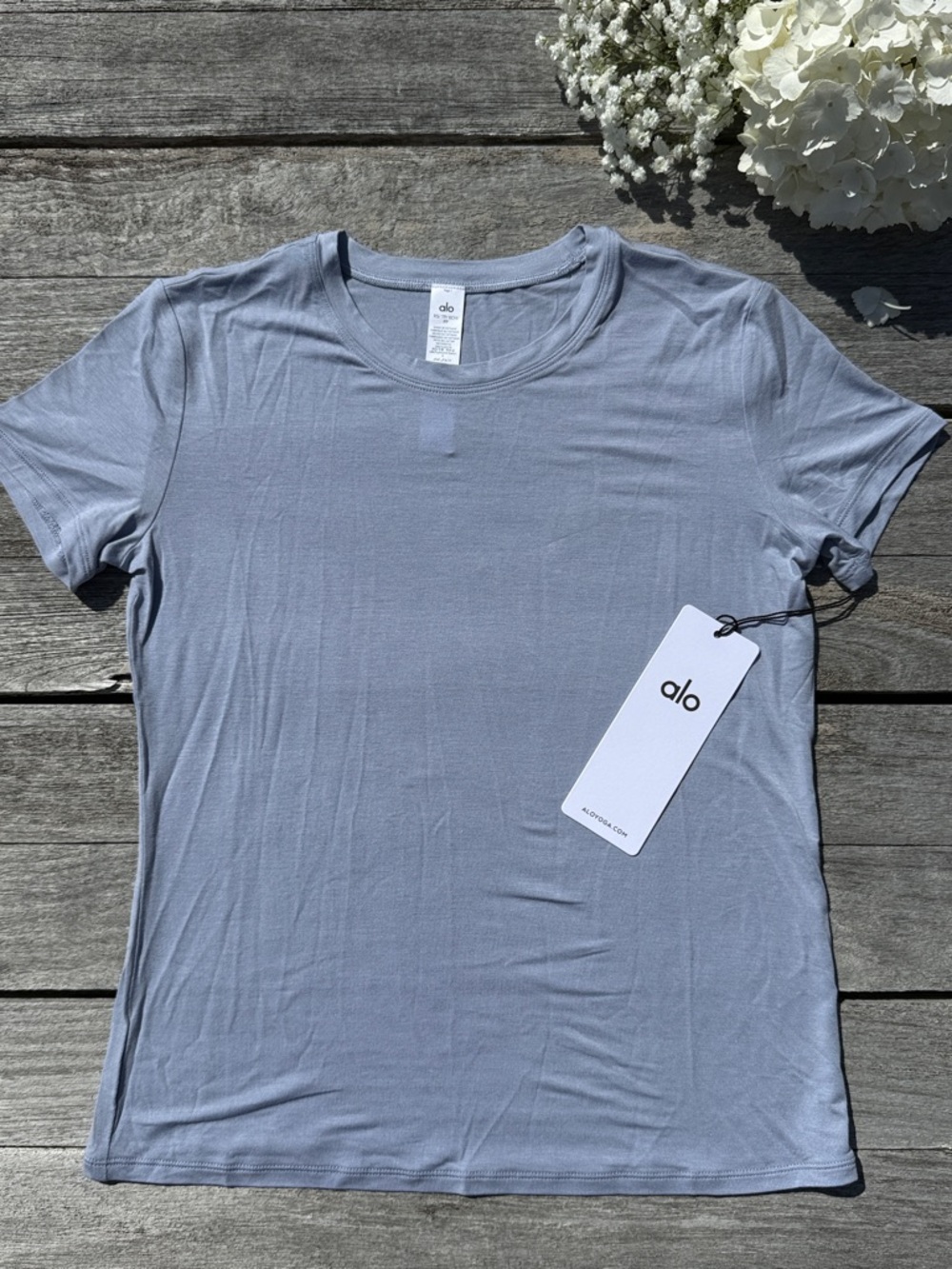 ALO All Day Short Sleeve tee: winter frost NWT‎ SIZE XS